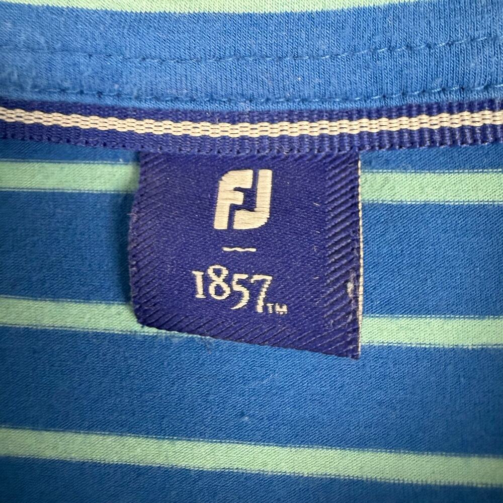 Foot Joy FJ polo shirt men’s Med blue stripe Pima cotton spandex blend - Picture 4 of 6